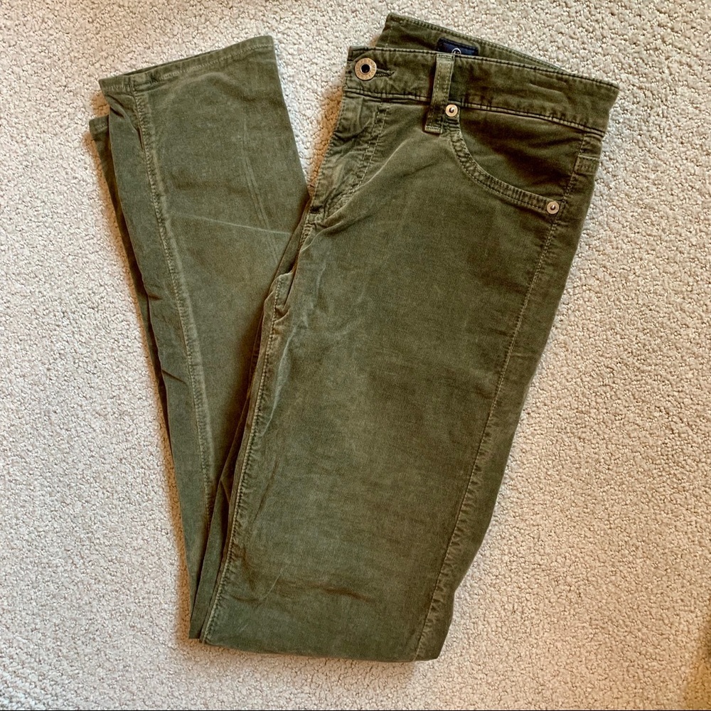 AG Super Skinny Corduroy Pants Size 28 Olive Green